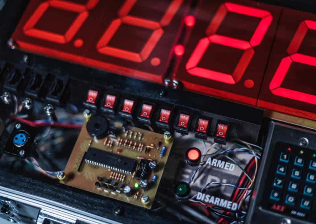 Digital escape room puzzle with electronic components in Graz, Austria.