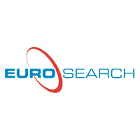 Cámara de búsqueda Euro Search, logotipo en color azul y rojo.